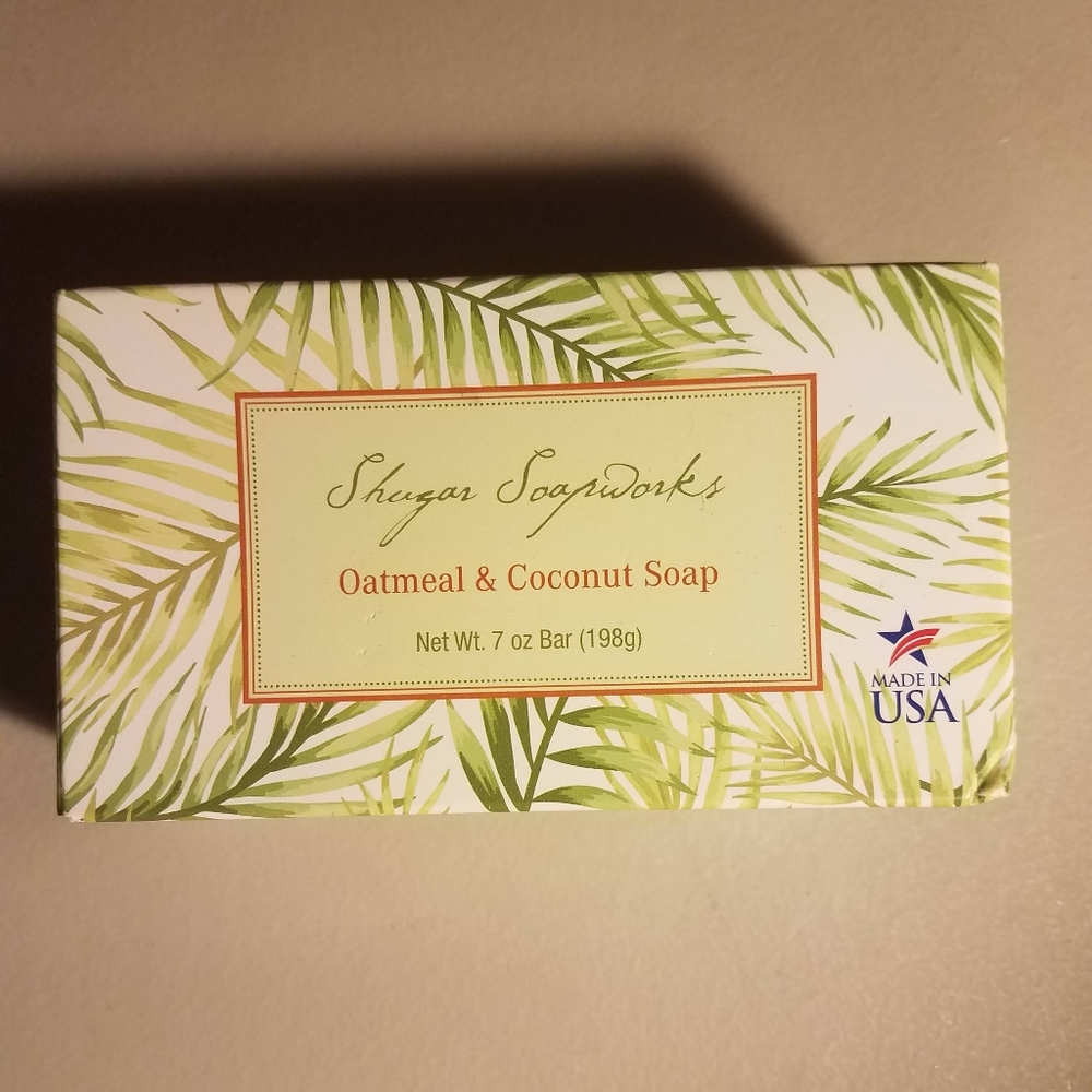 NEW 2 bars Shugar Soapworks Oatmeal and Coconut Soap Large Bars Soap MADE IN USA